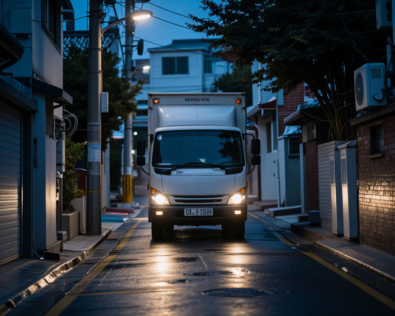 Dawn Delivery Truck in Seoul