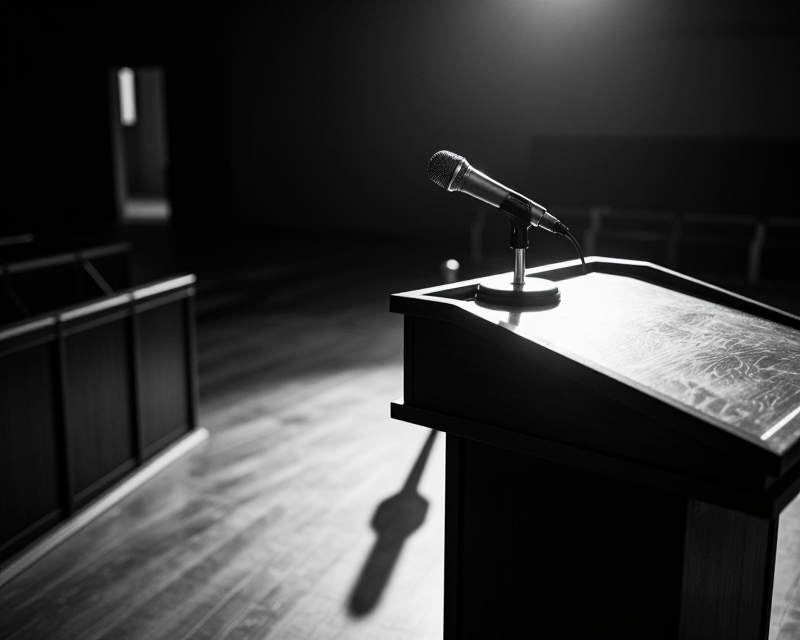 abandoned political podium